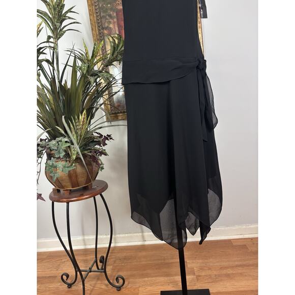 AGB Maxi Dress 6 Double V-Neck Whimsigoth Grunge Flutter Sleeve Drop Waist - Picture 2 of 11
